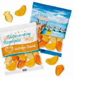 Vegane Fruchtgummis Gelbe Früchte in Maxi-Werbetüte mit Logo