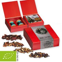 Verschiedene Weihnachts Teesorten, Bio und nicht-Bio, ca. 120g, Geschenk-Set Premium mit Werbung