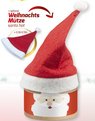 Feuergebrannte Mandeln ca. 40g Biologisch abbaubare Eco Pappdose Mini schwarz mit Werbung und Weihnachtsmütze