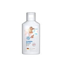 nachhaltige 50ml Flasche Sonnenmilch sensitiv LSF 50 bedrucken mit  Logo als Werbegeschenk