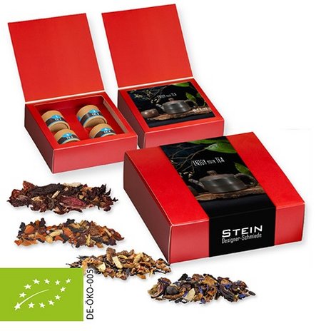 Verschiedene Weihnachts Teesorten ca. 120g Geschenk-Set Premium mit Werbung