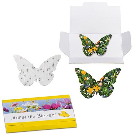 Samenpapier Schmetterling in Klappkärtchen mit eigenem Design