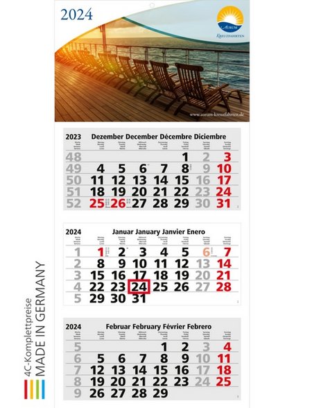 Medium Light 3 Monats-Kalender mit Werbung oder Logo