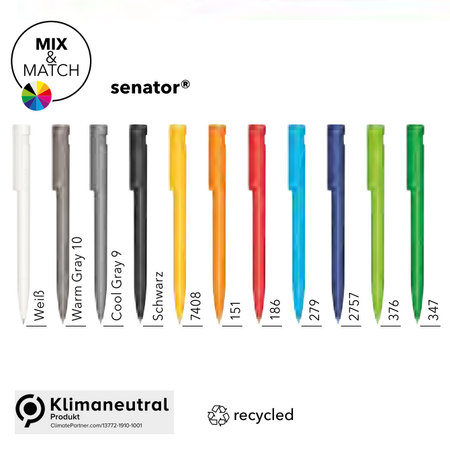 Senator Kugelschreiber Farbmix Liberty Matt Recycled bedruckbar mit ihrem Logo als Werbemittel