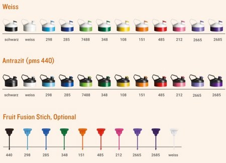 Deckelfarben Lifestyle Trinkflasche Fuse Bio 450ml mit Werbung