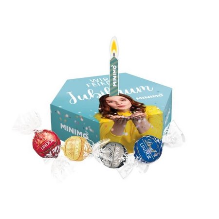 Jubiläums- & Geburtstags-Box Lindor Pralinés mit Logo