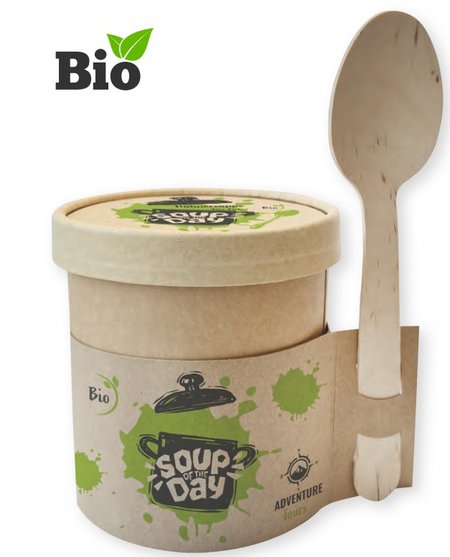 BIO Suppen mit Werbung oder Logo