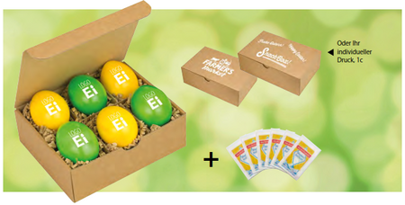6er Snack Box Ei mit Werbedruck oder Firmenlogo