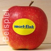 Roter Apfel mit farbigem PR-Label