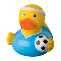 Quietsche-Ente Fußballer mit Werbung oder Logo
