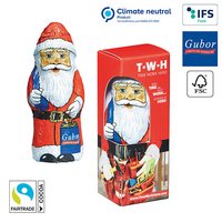 Gubor Weihnachtsmann in Geschenkbox mit ihrem Logo oder Motiv als Werbemittel bedruckbar