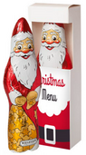 Schoko Weihnachtsmann in Box mit Firmenlogo oder Werbedruck