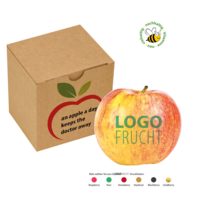 LogoApfel in SnackBox, individuell bedruckbares und gesundes, nachhaltiges Werbemittel
