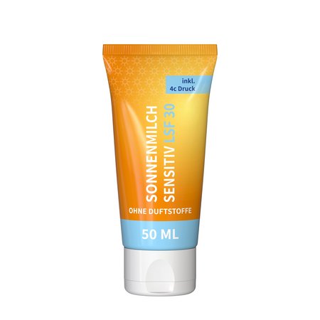 50ml Tube Sonnenmilch sensitiv LSF30 bedrucken als Werbeartikel