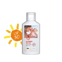 nachhaltige 50ml Flasche Sonnenmilch LSF 30 bedrucken mit Logo als Werbegeschenk