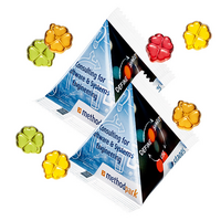 Fruchtgummi-Glücksklee in Werbe-Pyramide 12g mit Logo