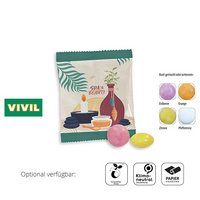 VIVIL Kaudragee Werbetüte, 2 Stück Dragee Fruchtmix mit Werbedruck