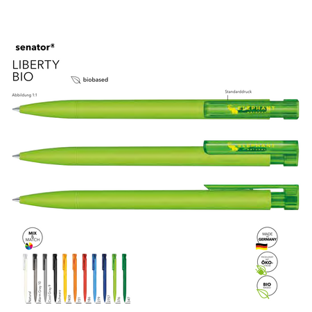Senator Kugelschreiber Liberty BIO mit eigenem Design klimaneutral werben