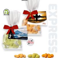 Express Flachbeutel mit Erdnüssen und Werbekarte