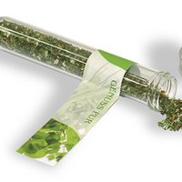 Reagenzglas Salatkräuter mit Werbung oder Logo