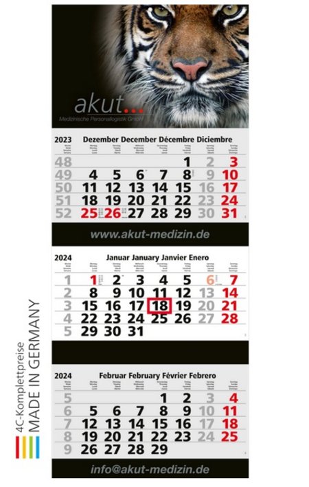 Maxi 3 Post Kalender mit Werbung oder Logo