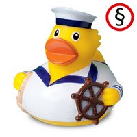 Quietsche-Ente, Seemann mit Werbung oder Logo
