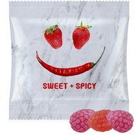 Erdbeer Chili Bonbons in bedruckter Tüte als Werbemittel mit Logo