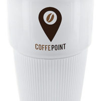 Coffee-To-Go Becher aus Keramik mit Werbedruck