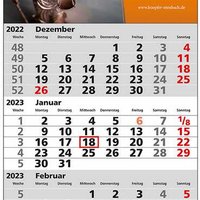 3 Monats-Wandkalender Standard 1 plus mit Werbedruck