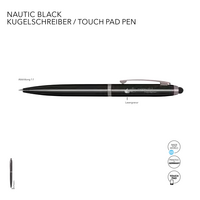 Senator Kugelschreiber Nautic Black mit Touch Pad Pen Funktion und ihrem Logo bedruckbar