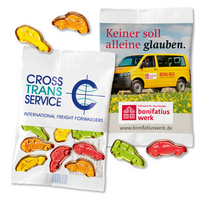 Fruchtgummi-Autoset in Werbetüte 10g mit Logo