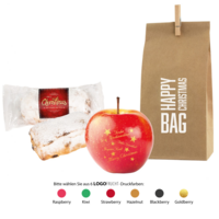 Bedruckbare X-Mas Bag mit individuell bedruckbaren LogoApfel und einem Christstollen als Werbemittel zu Weihnachten