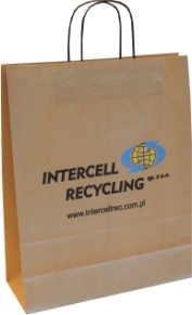 Papiertasche beige mit gebogenem Griff