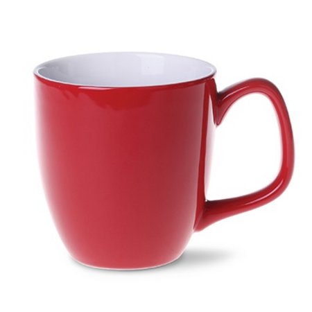 Keramikbecher Americano Duo rot-weiß mit Logo