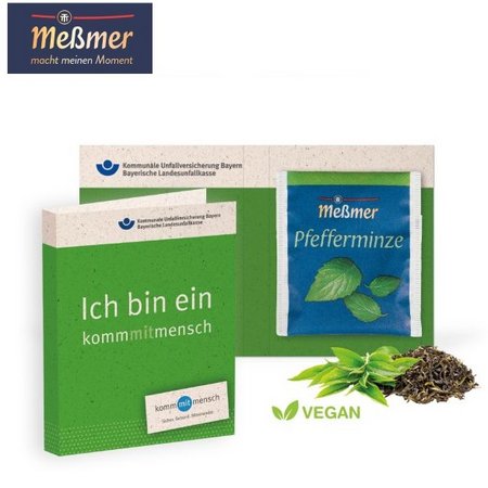 Werbe-Klappkarte mit Premium-Tee mit Logo