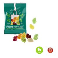Fruchtgummi vegan Standardformen in Werbetütchen 20g mit Logo