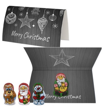 Schoko-Weihnachts Mix ca. 7g Werbekarte A6 gefaltet mit Logo