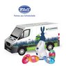 3D Präsent Transporter Ostern mit Klett Schokoladenmischung mit Logo