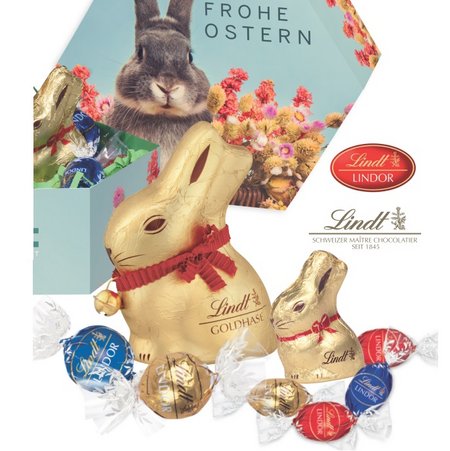 Inhalt Großes Osternest mit Schokolade von Lindt mit Logo