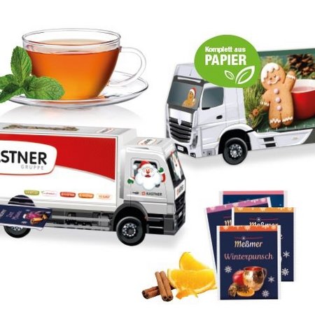 Adventskalender Tee-LKW mit individuellem Logo