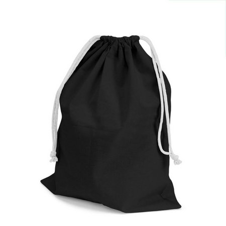 Baumwolltasche Delhi mit Zuziehkordel schwarz mit Logo