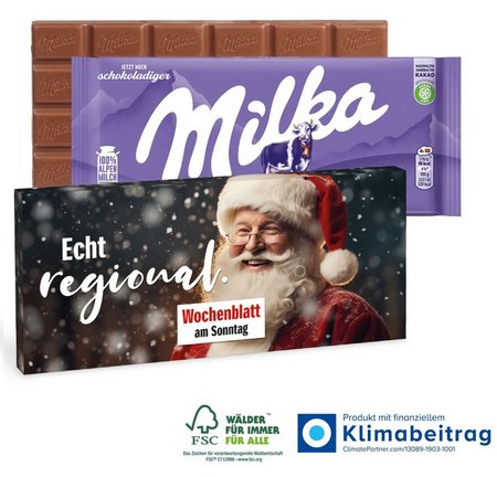 Schokolade von Milka 100g mit Logo