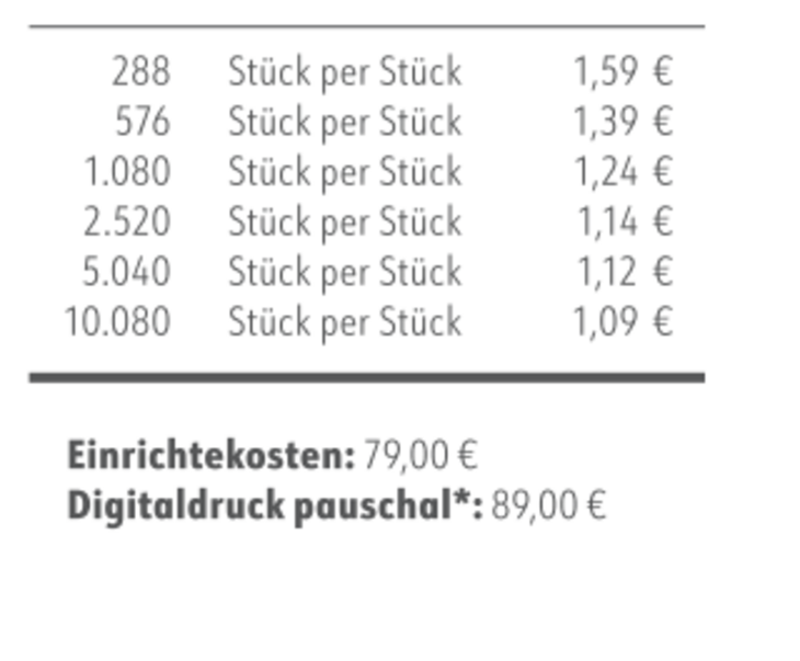 Preisliste Pfefferminzdragees zuckerfrei in Werbe-Wüfel mit Logo 