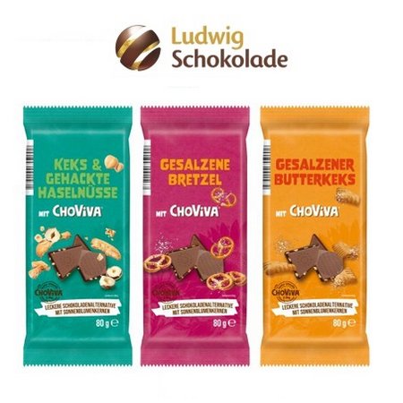 Varianten ChoViva® Schokoladenalternative 80g mit Logo