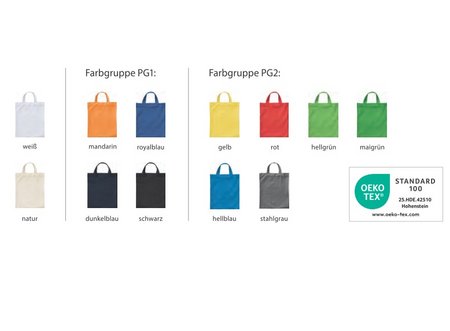 Baumwolltasche Midi 28x32 cm mit kurzen Henkeln mit Logo in vielen Farben