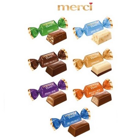 Füllvarianten 3D Präsent Haus mit Merci Petits mit Logo