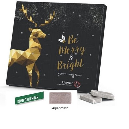 Täfelchen Adventskalender Alpenmilch-Schokolade mit Logo