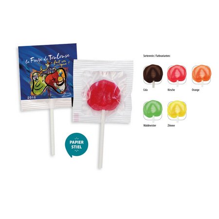 Flachlolly 1 Stück bedruckt mit Logo