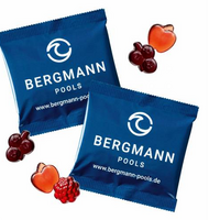 Fruchtgummis Rote Früchte vergan in kompostierbarer Folie ca. 14g mit Logo