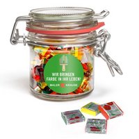 Fruchtkaramellen im Nostalgie Glas mit Logo